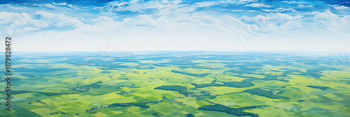Aerial View of a Peaceful and Serene Field Under the Glowing Sun