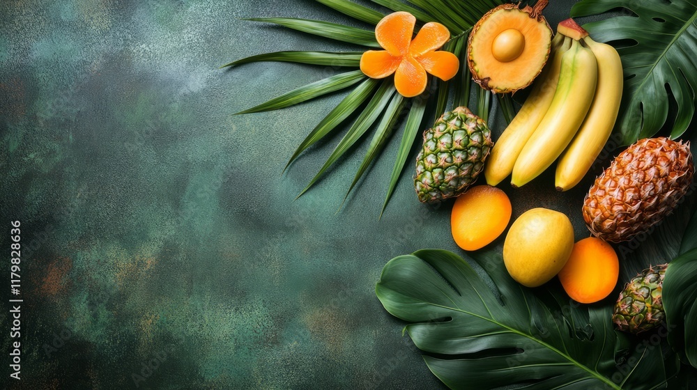 Fototapeta premium Tropical Mendiants With Copy Space