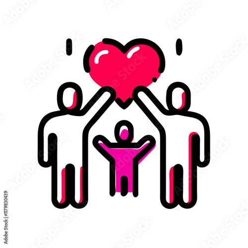 Valentine's Day Charity, Volunteering together, Happy family holding heart together with child