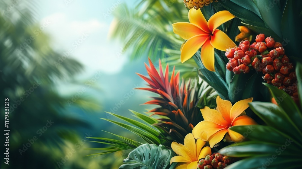 Fototapeta premium Tropical Mendiants With Copy Space