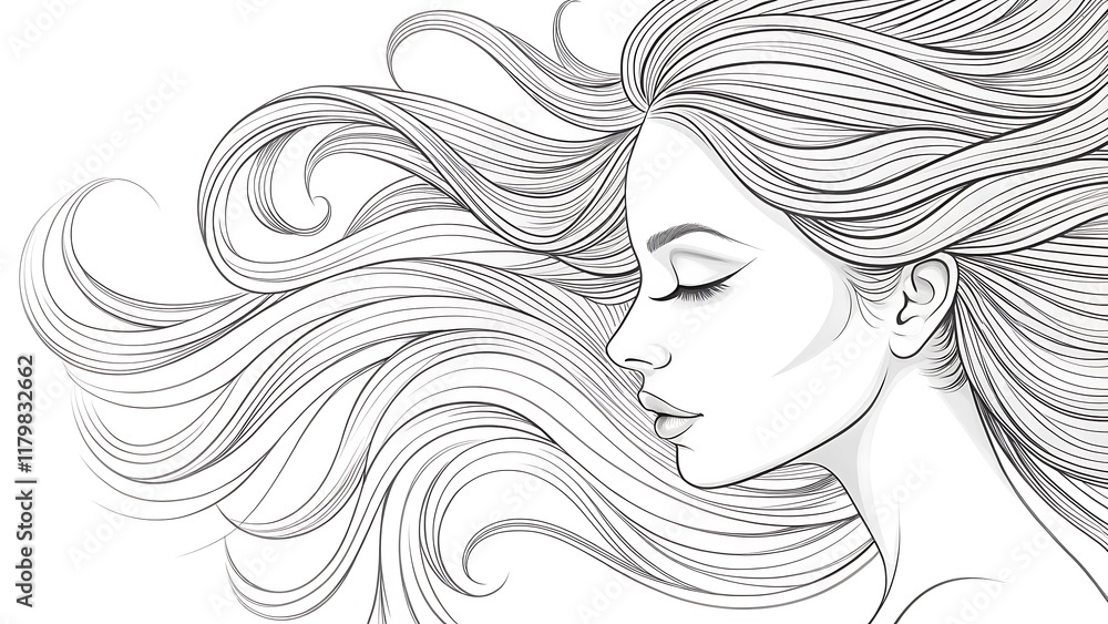 Elegant line flowing hair