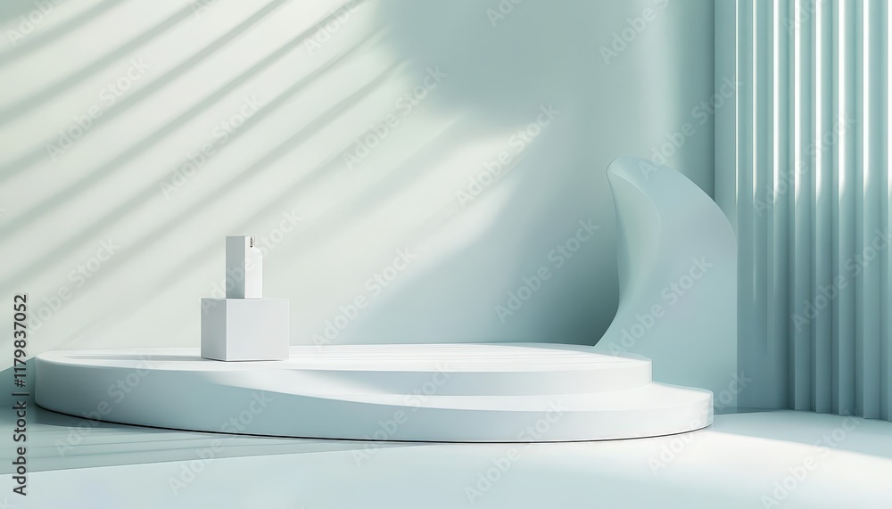 Minimalist Pastel Blue Product Display Platform Background Minimalist Pastel Blue Product Display Platform Background