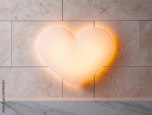 Heartthemed ceiling light casting soft patterns in a serene bathroom setting, romantic ambiance, Valentines elegance, artistic lighting photo