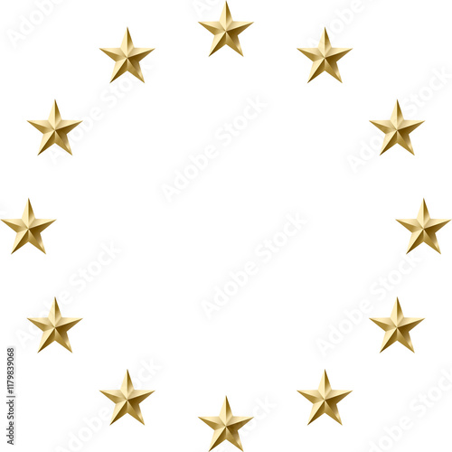 Circle of gold stars spaced gap. High resolution