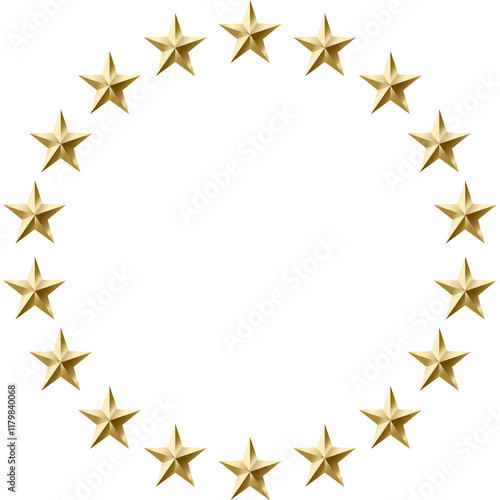 Circle of gold stars, tight gap. High resolution	