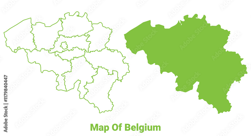 Green Belgium map outline and flat vector illustration Green Belgium map outline and flat vector illustration