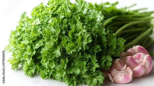 Fresh Parsley with Water Drops photo