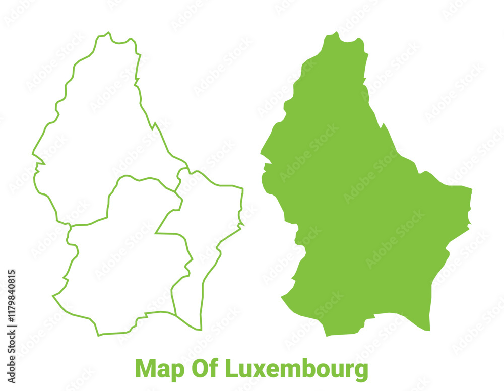 Green Luxembourg map outline and flat vector illustration Green Luxembourg map outline and flat vector illustration