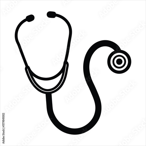 Stethoscope silhouette vector icon illustration,stethoscope,medical equipment,doctor equipment on white background