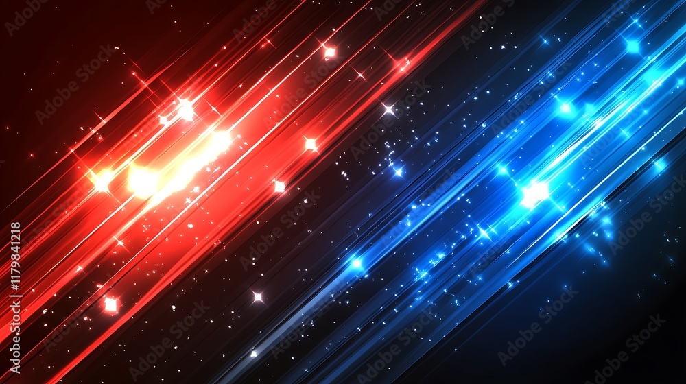 Fototapeta premium Abstract Red and Blue Diagonal Light Streaks