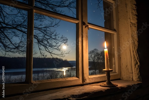 Kerze spendet Licht in den dunklen Rauhnächten gegen Geister und Dämonen - Alter brauch und Tradition - Licht und Hoffnung