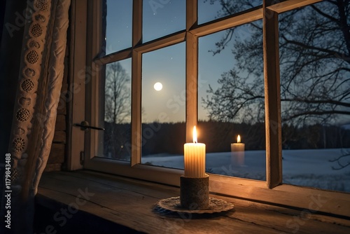 Kerze spendet Licht in den dunklen Rauhnächten gegen Geister und Dämonen - Alter brauch und Tradition - Licht und Hoffnung