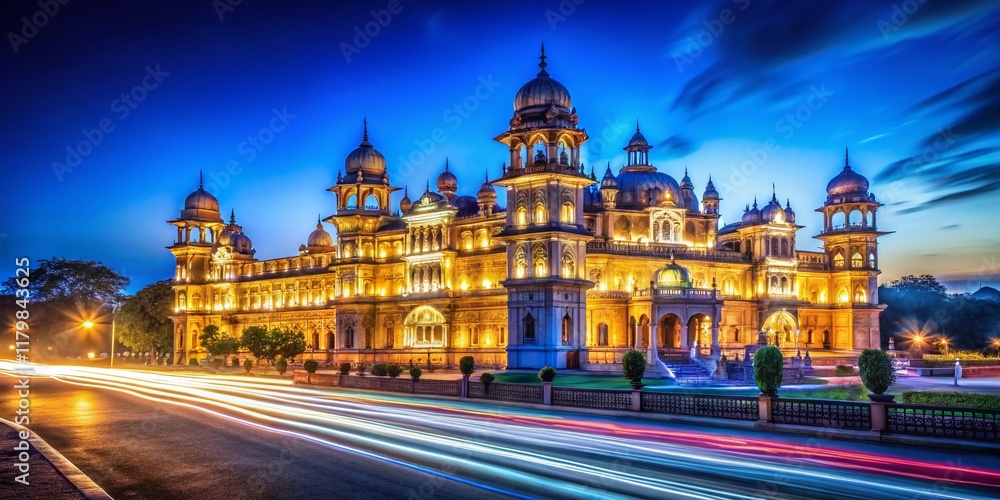 Fototapeta premium Majestic Lalgarh Palace at Night - Long Exposure Photography
