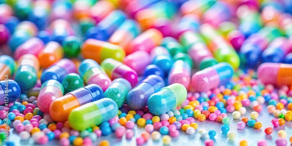 A vibrant collection of colorful capsules and small beads, showcasing a spectrum of hues and textures, creating a visually appealing and captivating image. A vibrant collection of colorful capsules and small beads, showcasing a spectrum of hues and textures, creating a visually appealing and captivating image.