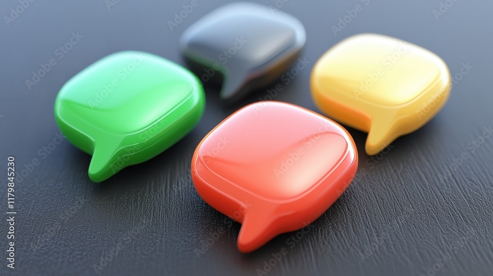 Colorful Glossy Speech Bubbles Communication Concept 3D Render Colorful Glossy Speech Bubbles Communication Concept 3D Render
