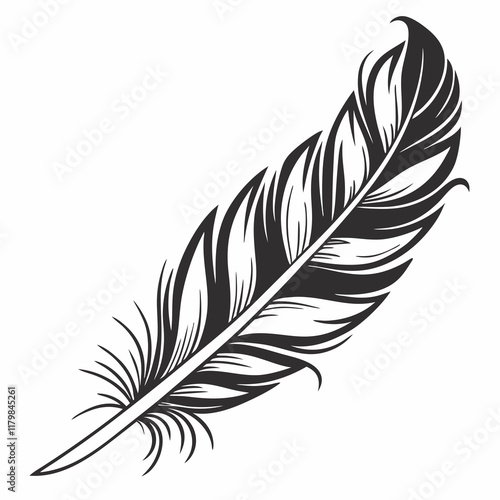 Bird feather silhouettes. bird feather icon Black Silhouette