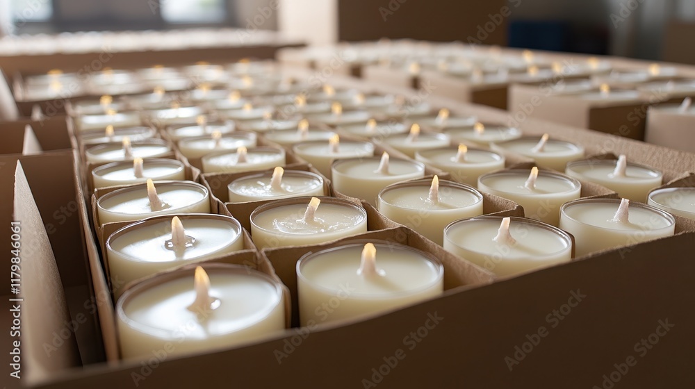 Obraz premium Candles in Rows for Home Decor and Relaxation