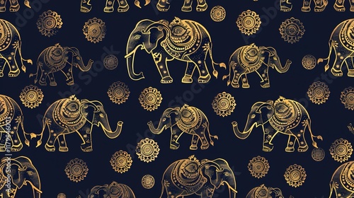 Thai elephant pattern wallpaper photo