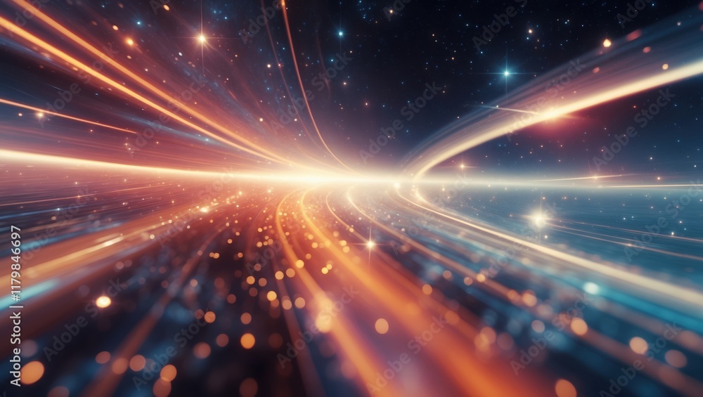 Futuristic Design with Light Trails and Cosmic Background Futuristic Design with Light Trails and Cosmic Background