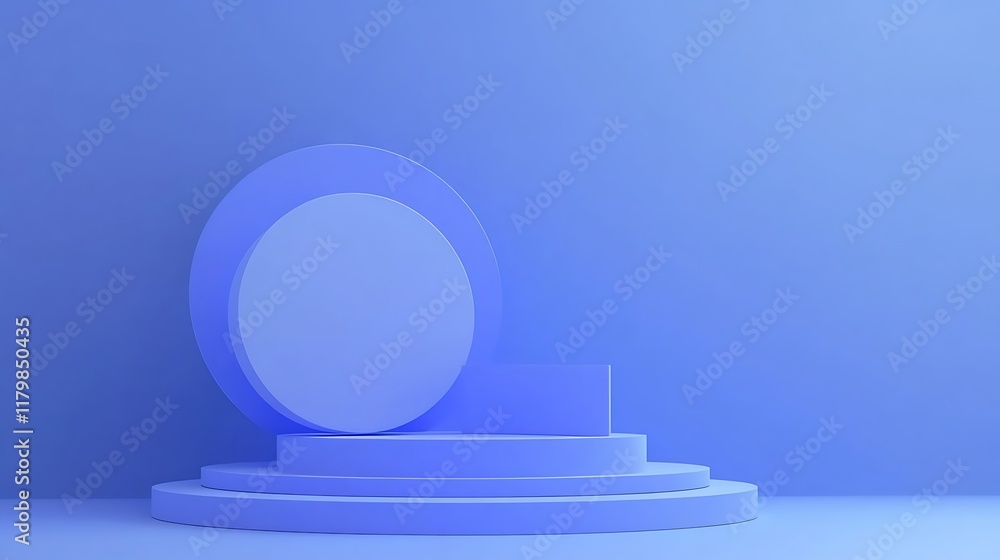 Fototapeta premium Abstract Blue Geometric Shapes Minimalist Display Stand