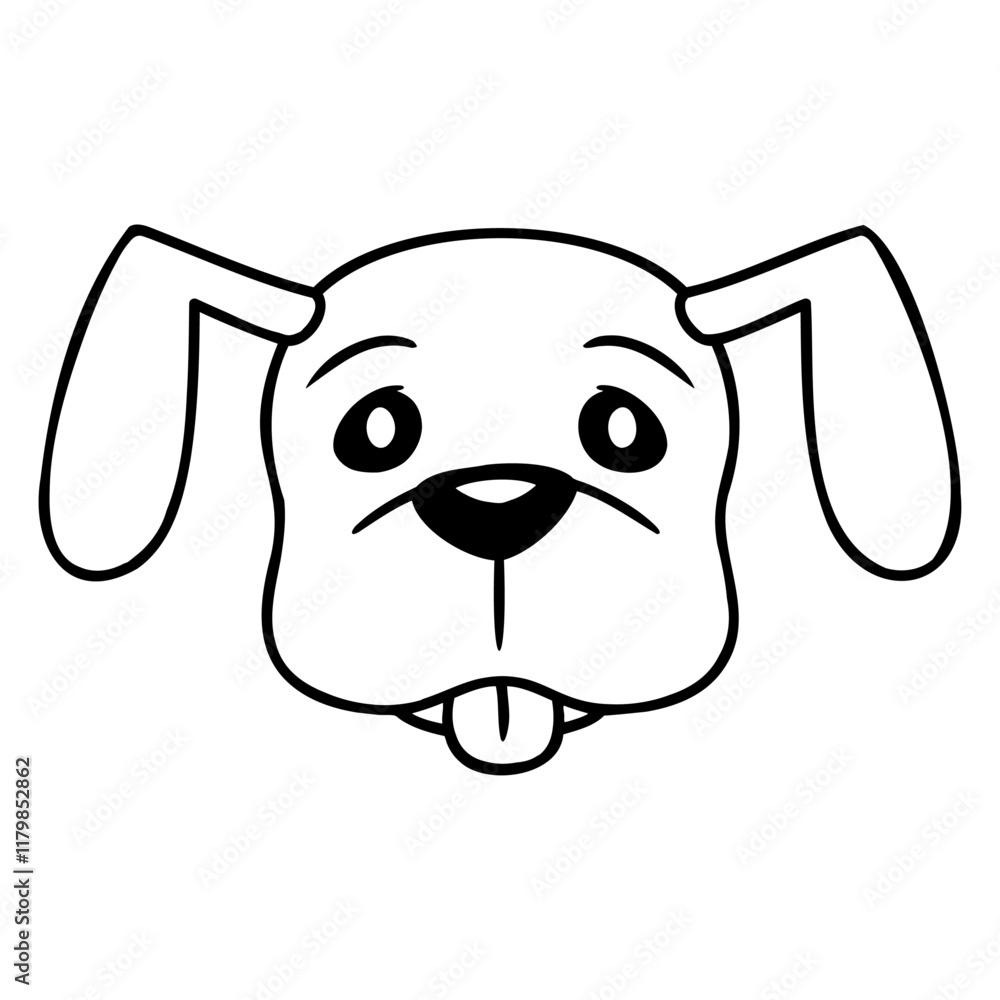 Fototapeta premium Dog Face Little Happy Puppy Pet Head Cute Friend Design Lover Art Vector Illustration Card T-Shirt Poster Sticker Graphic Print Decorative Drawing Isolated Logo Decoration Symbol Creative Cool Style 