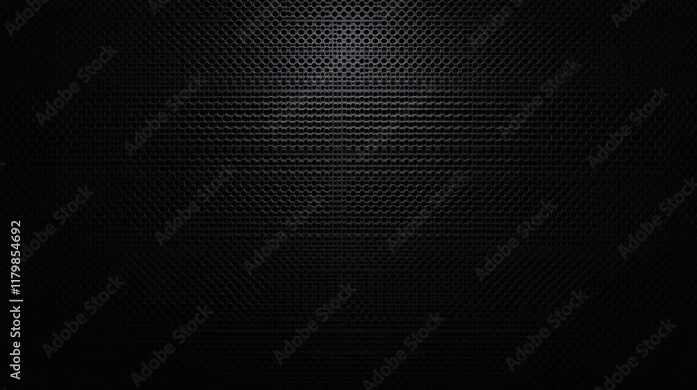 Obraz premium Black iron speaker grill texture. Industrial background, Dark carbon grey abstract geometric background with soar rectangle surfaces with corners,