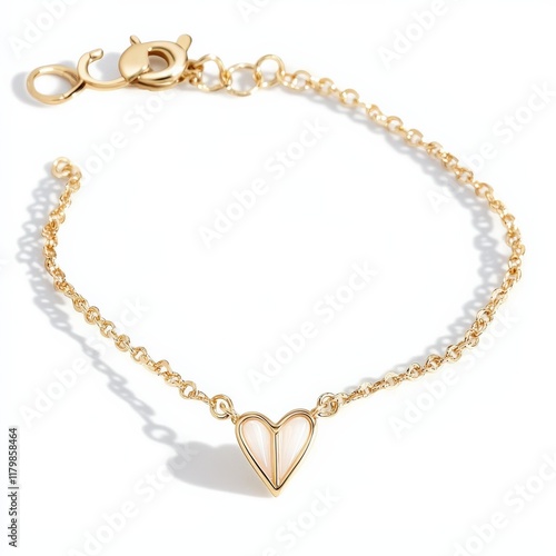 Wallpaper Mural Delicate Gold Chain Bracelet with Mother-of-Pearl Heart Charm Torontodigital.ca
