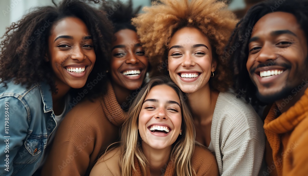 Joyful Diverse Friends: A Candid, Warm Portrait Joyful Diverse Friends: A Candid, Warm Portrait