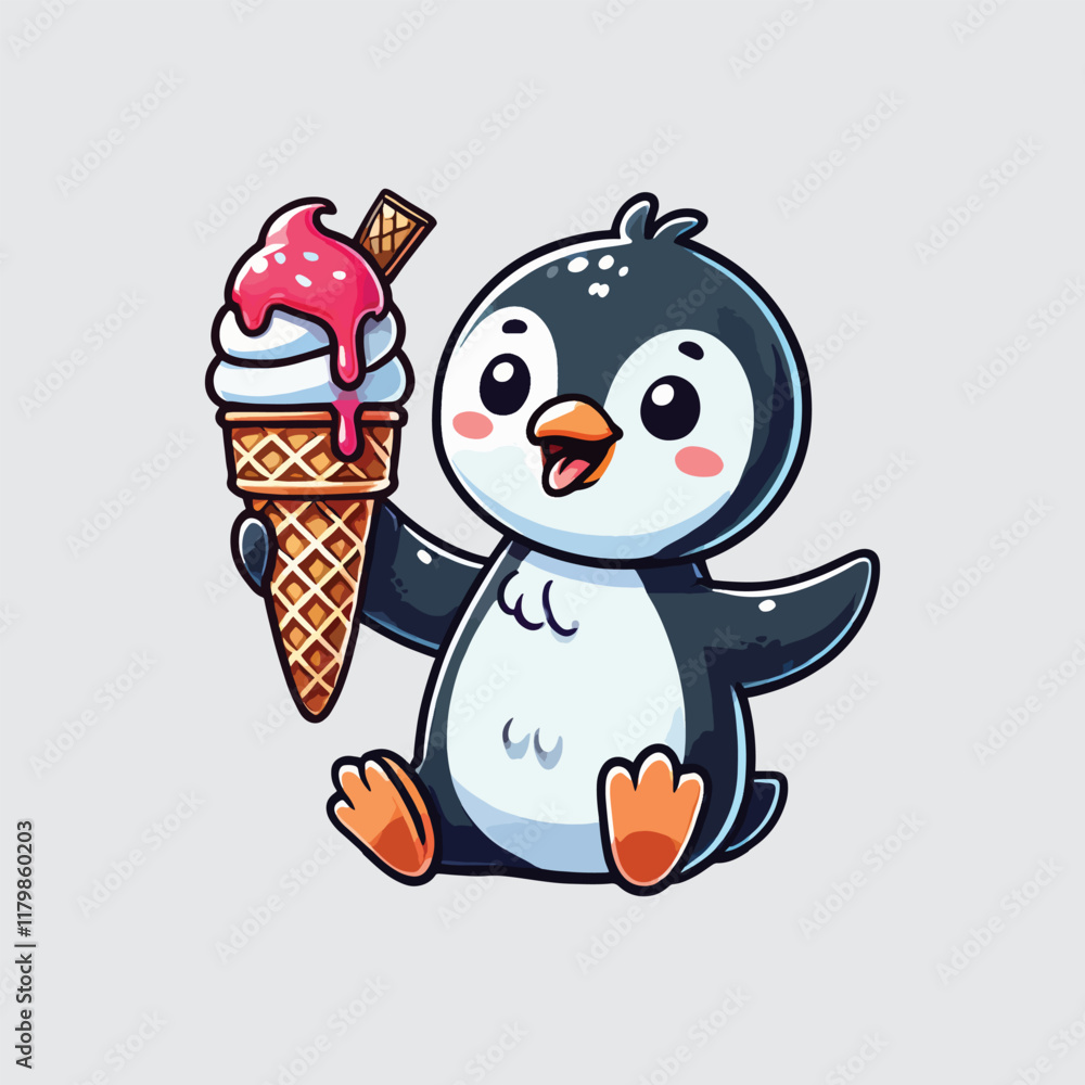 cute penguin vector holding ice cream cute penguin vector holding ice cream