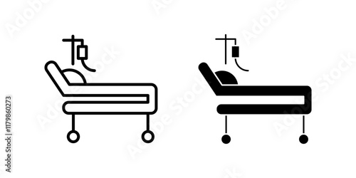  hospital bed icon set. Symbol isolated white background. vector illustration. color editable.