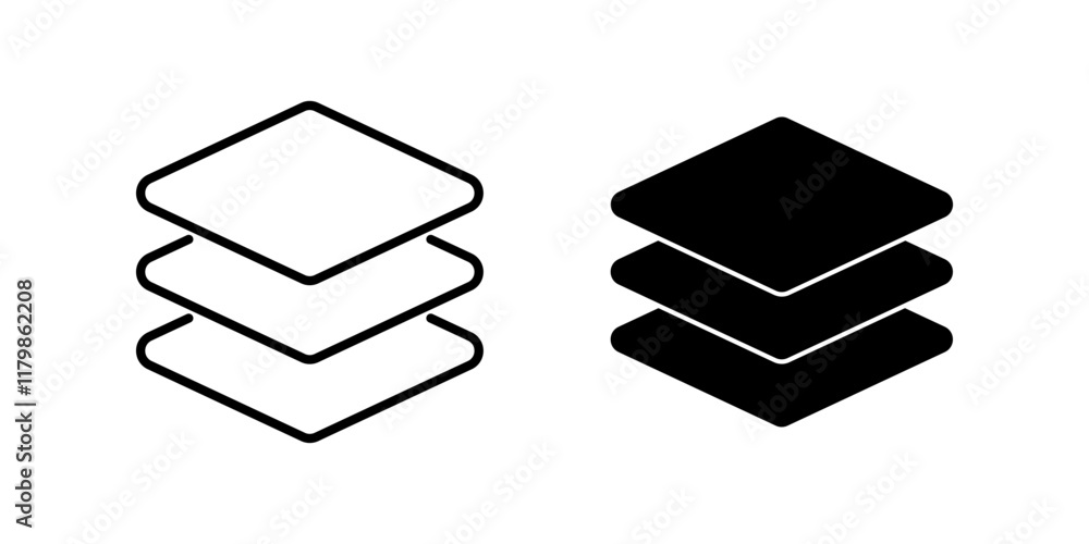 Layers icon set. Symbol isolated white background. vector illustration. color editable. Layers icon set. Symbol isolated white background. vector illustration. color editable.