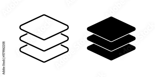 Layers icon set. Symbol isolated white background. vector illustration. color editable.