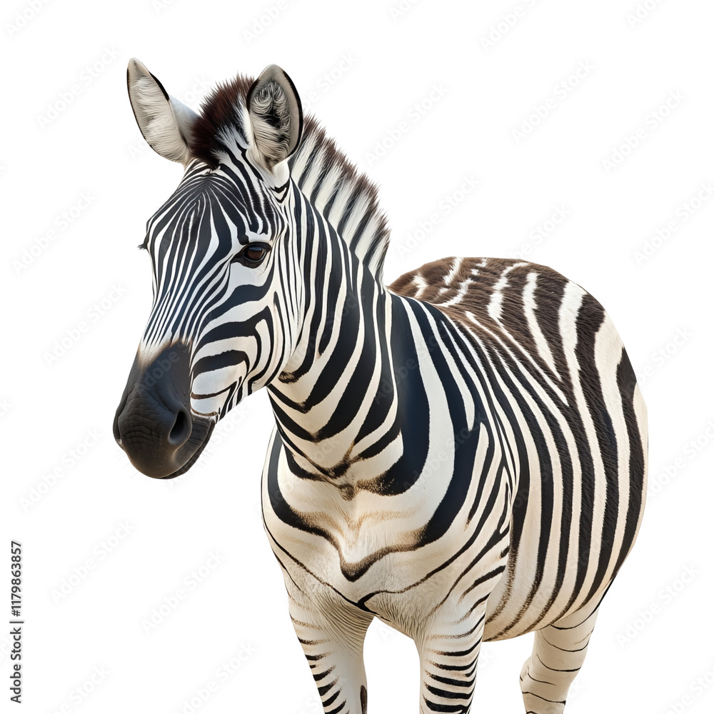 Portrait of zebra on white background Portrait of zebra on white background