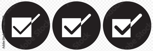  Correct vote choise isolated symbol. vector Illustration. A check mark icon indicates that the task has been completed or that the task has been approved for completion. eps 10.