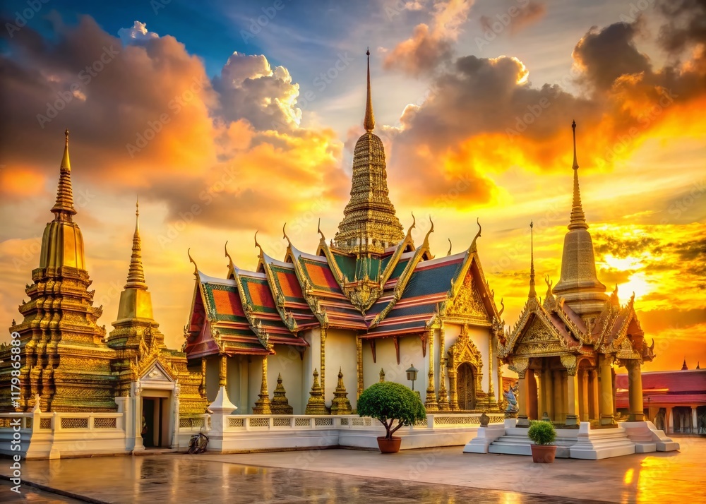 Naklejka premium Majestic Wat Phra Kaew Temple in Bangkok's Grand Palace - Thailand