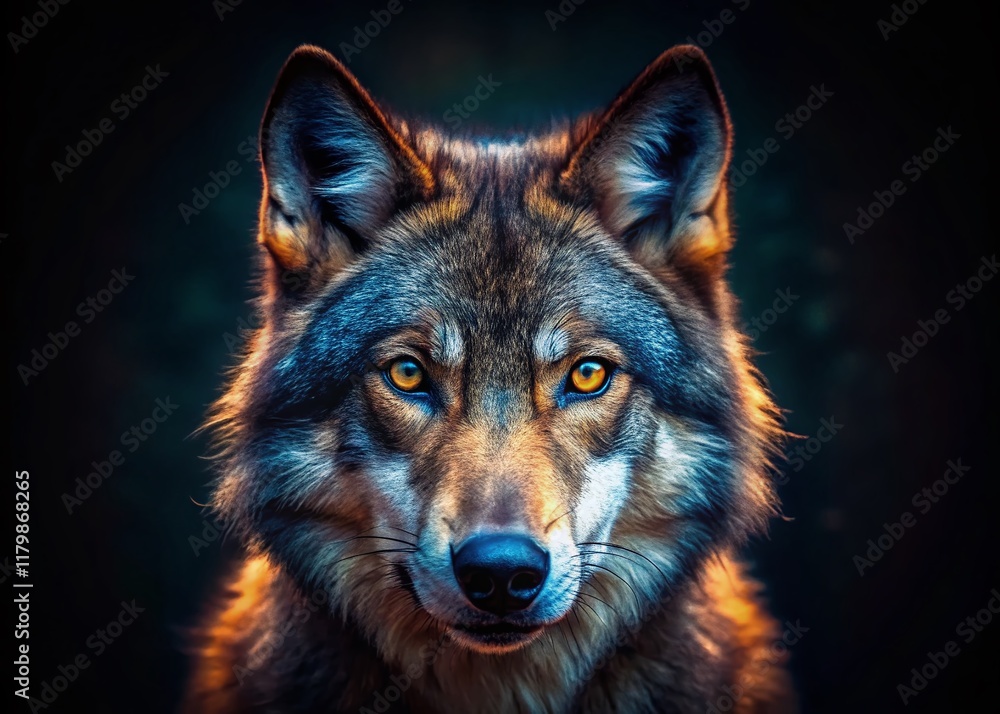 Majestic Wolf Headshot - Low Light Night Photography Majestic Wolf Headshot - Low Light Night Photography