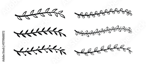 Black decoration divider elements. Lines separators, Borders, Vintage dividers, leaf Underline elements. Ornament flowers stencil sublimation vector illustration EPS 10