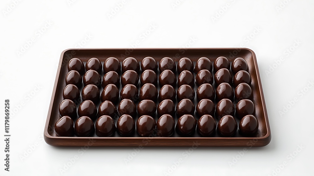 Chocolate-covered cherries arranged in a neat pattern on a serving tray Chocolate-covered cherries arranged in a neat pattern on a serving tray