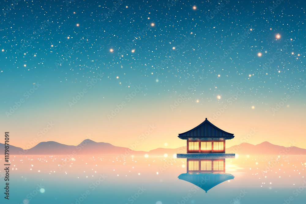 Fototapeta premium tranquil hanok night