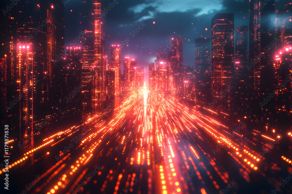 Fototapeta premium Abstract image of night traffic light trails in the city 