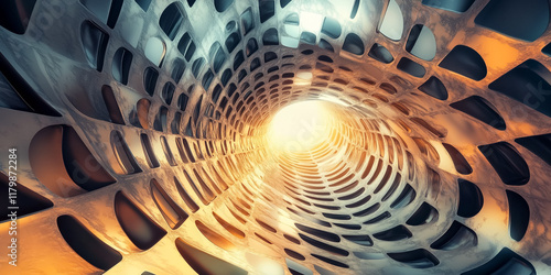 A futuristic, abstract image with swirling patterns of light and color, evoking a sense of technological complexity and energy.