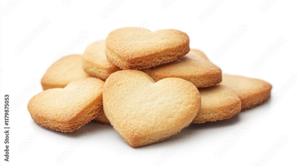 Set of delicious heart-shaped cookies for Valentine's Day on white background Set of delicious heart-shaped cookies for Valentine's Day on white background