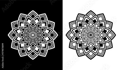 Creative Black and White Flower Mandela Design