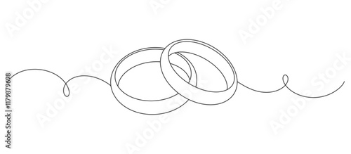 Line art style illustration of a Couple of wedding rings on white background vector eps