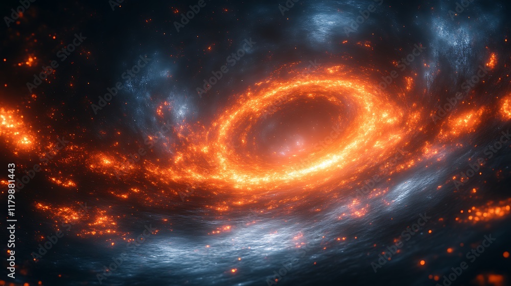 Fiery Cosmic Nebula Swirling Through Space Fiery Cosmic Nebula Swirling Through Space