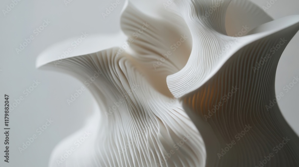 Elegant White Sculptural Design with Flowing Texture Elegant White Sculptural Design with Flowing Texture