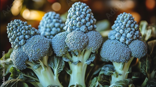 Close Up of Fresh Blue Broccoli photo