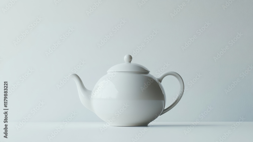 Elegant White Teapot on Minimalist Background Elegant White Teapot on Minimalist Background