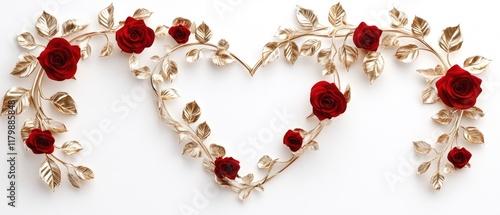 Romantic heart frame with roses for valentine's day wallpaper photo