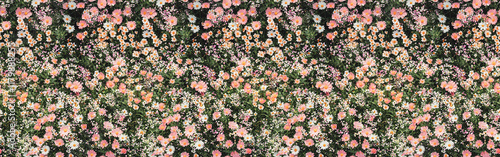 Bed of flowers meadow background, seamless tile